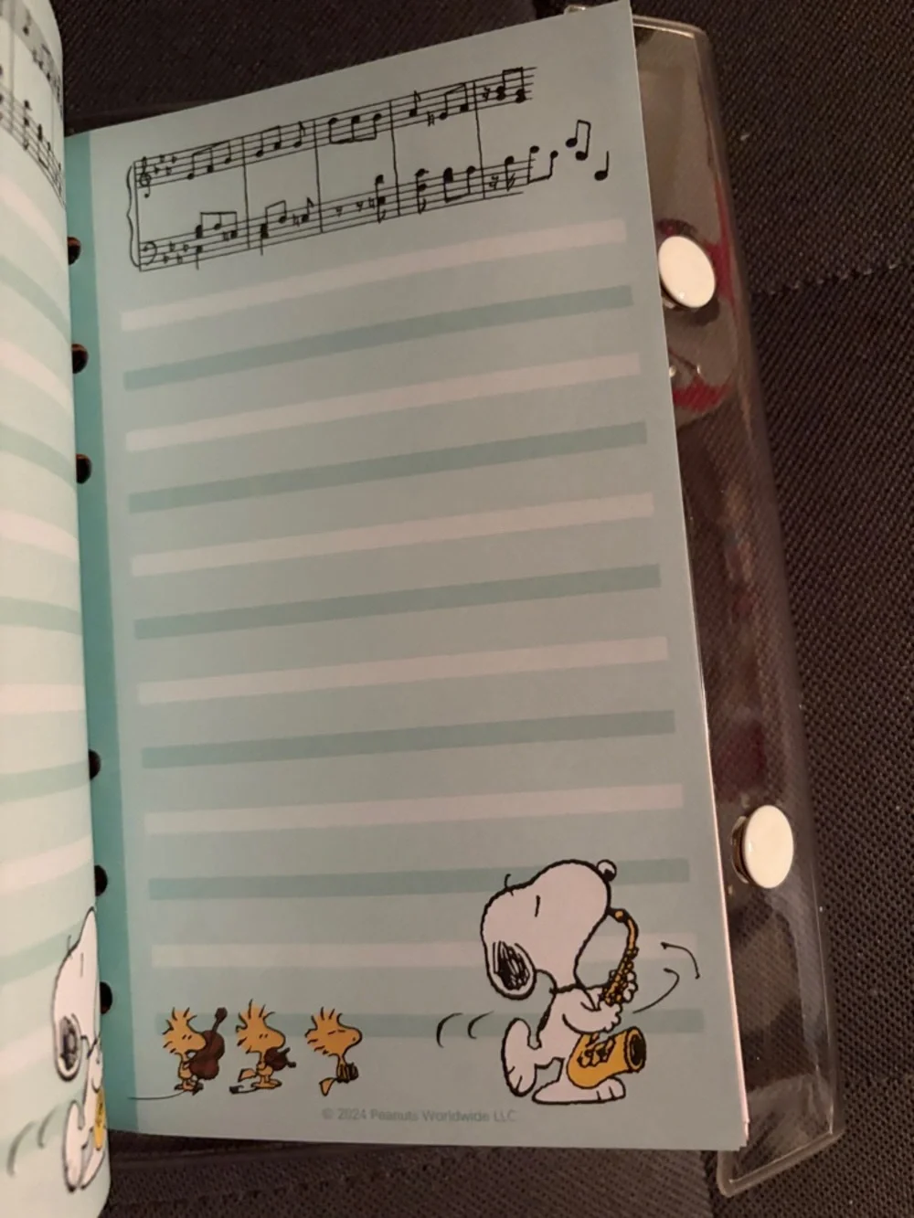Peanuts Snoopy Clear Binder with Red Spine and Pink Cover
